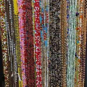4 PC Waist Bead- MaddiemayShop- Randomly Chosen Handcrafted Designs – African Tie-On Waist Beads (45”-50”) – Body Jewelry for Everyday Wear – Add to Cart, Buy Now – 4 Waist Beads Per Pack – Unique, 4 WAIST BEADS