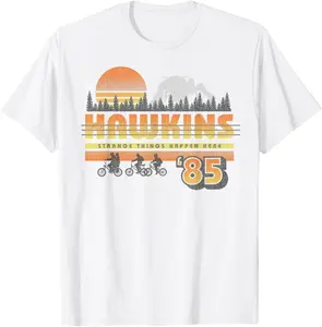 Stranger Things Hawkins '85 Retro T-Shirt, Upside Down Demogorgon Bicycle Graphic Tee