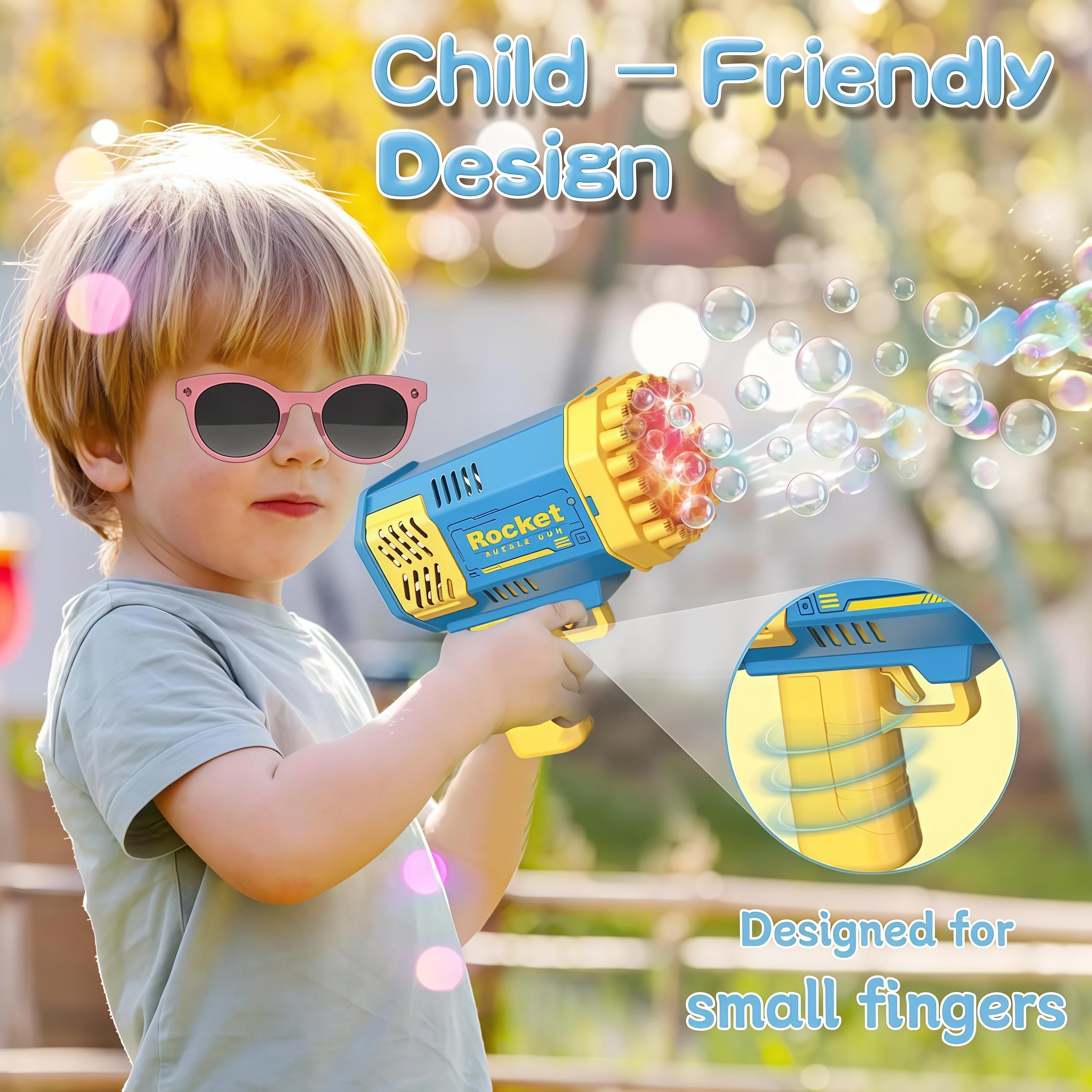 40-Hole Light-Up Bubble Gun with Bubble Solution, Fun Outdoor Indoor Bubble Toy for Kids, Perfect for Birthday Parties & Summer Play