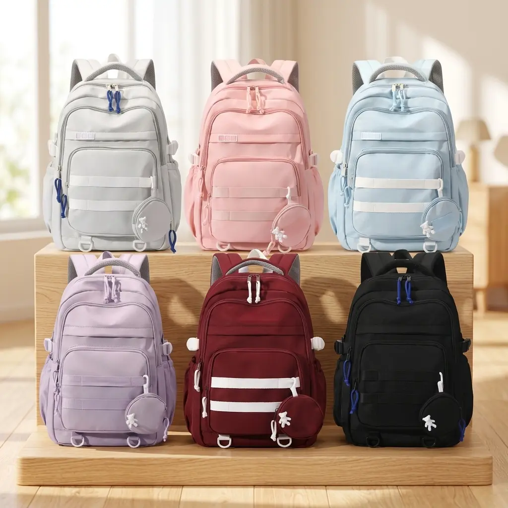 Large School Backpack for Girls Boys Lightweight Spacious Kids Bookbag with Multiple Pockets for Middle School College, Pink
