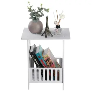 White Modern Bedside Table Bedroom Nightstand End Table Plant Stand Holder Storage Rack Organizer
