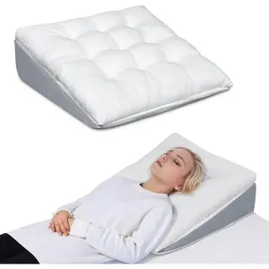 7.5 Inch Bed Wedge Pillow, Patent Dual Layer Adjustable Triangle Pillow with Shredded Memory Foam Topper Soft Support Ideal for Sleep Apnea, Acid Reflux, After Surgery, Snoring