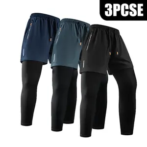 Men’s two-way quick-dry breathable stretch athletic pants with an elastic waistband and drawstring; breathable, comfortable quick-dry fabric suitable for all seasons, ideal for outdoor running, fitness training, and other outdoor activities. Athleisure fi