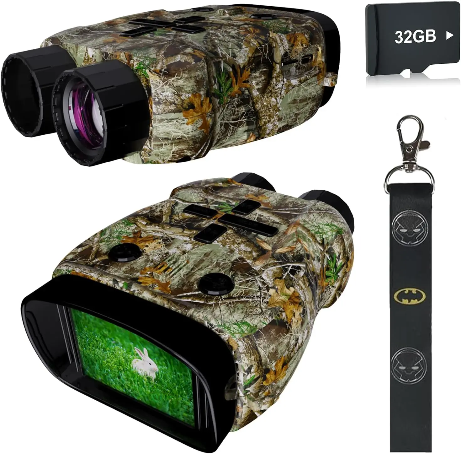 High Definition Day and Night Binoculars with Camera, 32GB Memory Card, 2.4 Inch Screen (Camouflage) - Hiking, Bird Watching Camping Accessories, Kids' Christmas Birthday Gifts