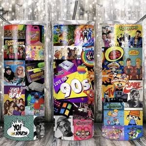 love the 90s tumbler Drinkware Water Bottles Cup Reusable Stainless Lid Straw