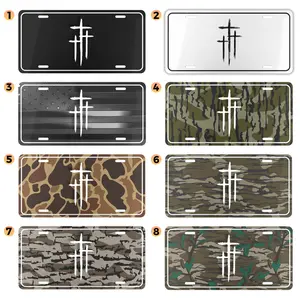 Christian Three Cross Camo License Plate Collection for Cars & Trucks, Inspirational Religious Front Tag, Faith Gift for Men & Women