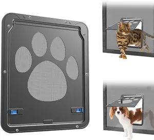 Pet Screen Door,Inside Door 8x10x0.4 inch,Lockable Magnetic Flap Screen Automatic Lockable Black Door for Puppy Dog and Cat Door