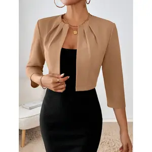 Women's Solid Color Long Sleeve Pleated Blazer In Fall/Winter