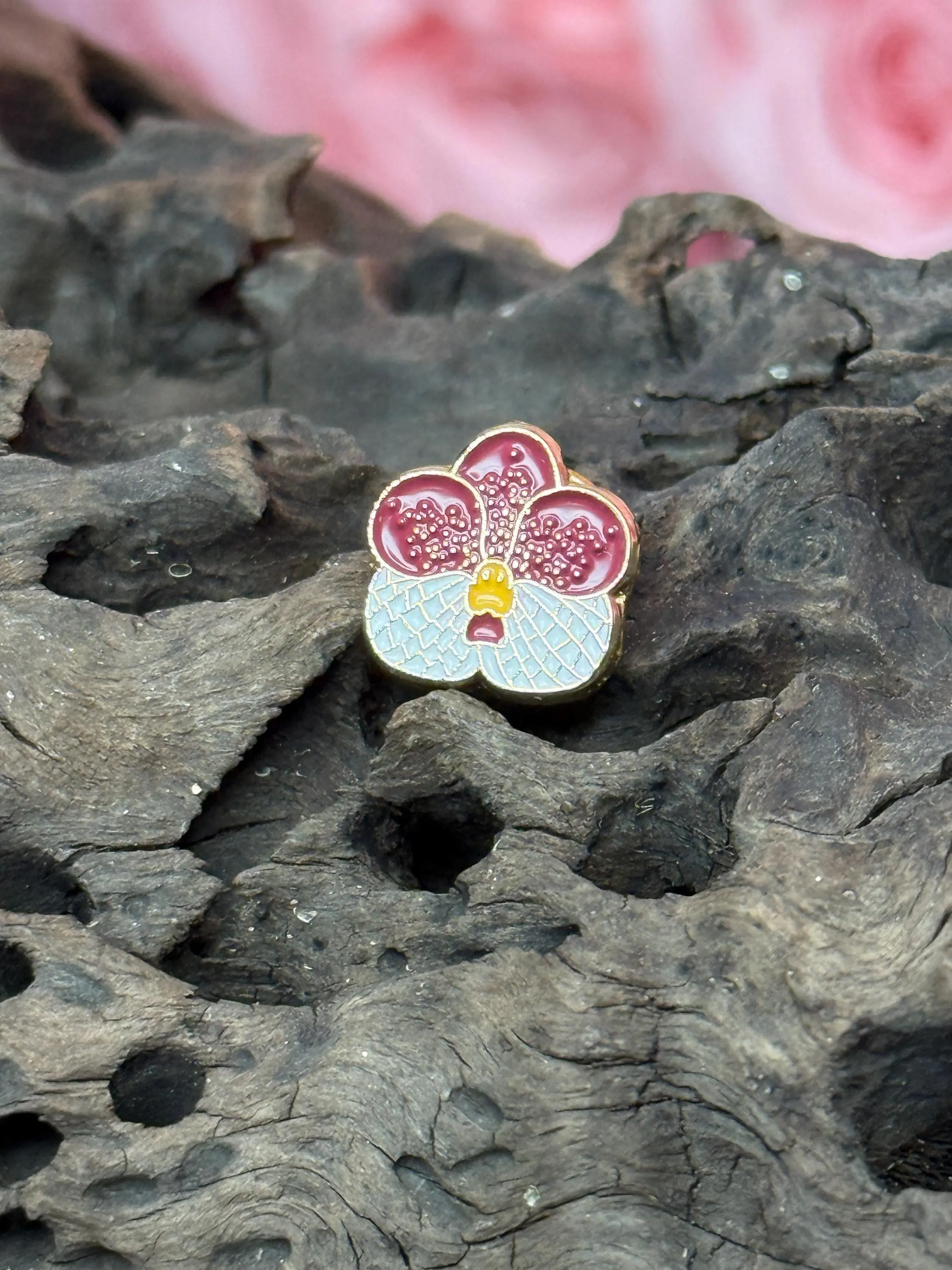Mini Sanderiana-inspired Vanda Orchid Flower Enamel Pin