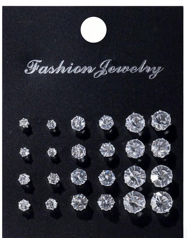 24-72pcs Stud Earrings Set for Men Geometric Circle Square Heart Fashion Jewelry