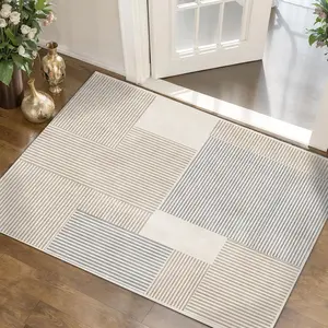 Striped Geometric Carpet - 1PC Machine Washable Rug for Office, Game Room, Bedroom, Living Room & Home Decoration