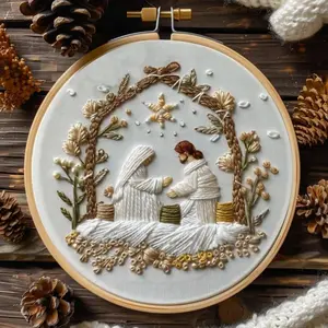 Jesus Birth Christmas Embroidery kit with EN Instructions,Thread,Tool, Cross Stitch Kit for DIY Holiday Gift