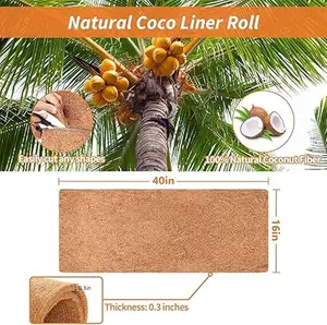 Inch Natural Coco Liner Roll, Coconut Liners for Planter Window Box Hanging Basket, Coconut Coir Roll Coco Fiber Mat for Garden Decoration DIY Moss Poles Pet Pad Reptiles Carpet