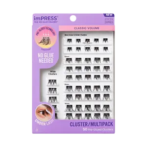 Impress Falsies Pre-Glued False Eyelashes Multipack - Classic Volume | 50 Lash Clusters, 8mm-14mm