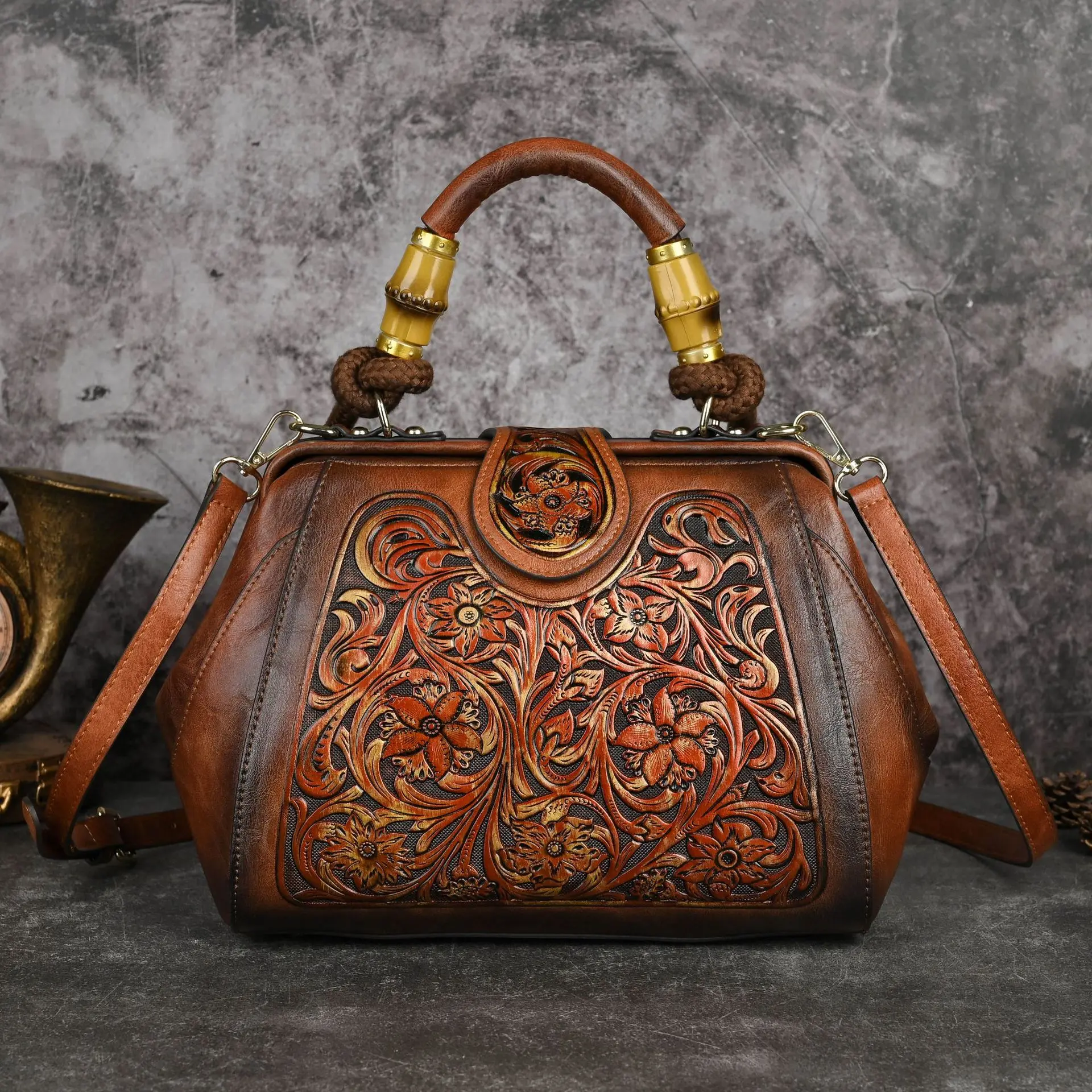 Leather Handbag for Women - Vintage Style,Crossbody & Shoulder & Hand Bag