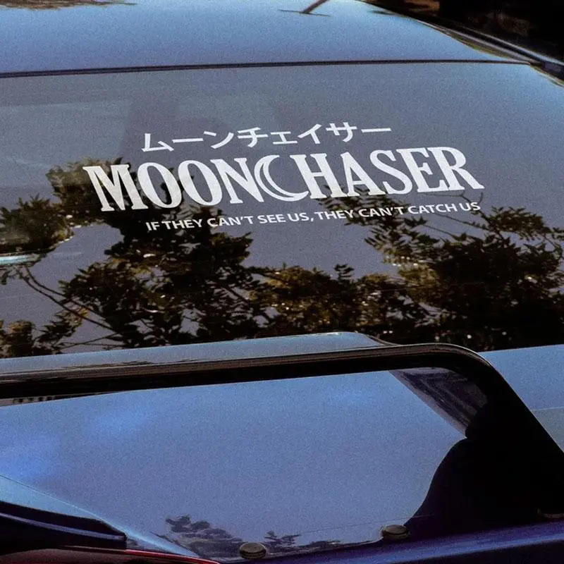 AUTO - JDM MoonChaser Car Sticker Windshield Banner Night Run Sport Competition Style Waterproof Sunscreen Decorative Vinyl Decals