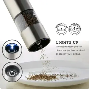 Stainless Steel Electric Salt and Pepper Grinder Set of 2