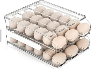 Large Capacity Egg Holder for Refrigerator, Egg Fresh Storage Box for Fridge, Clear Plastic Organizer Bin (2 Layer)