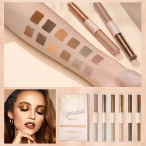 Dual-Head Eyeshadow Set, Pearl Matte Fine Glitter Liquid Eye Shadow Kit, Natural Highlight High-Gloss Eye Shadow Liquid 6 Colors Set, Glitter Shimmer Eyeshadow