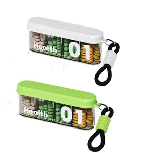 2PCS Portable Pill Dispenser with 4 Compartments, Travel Pill Bottle Organizer with Strong Seal，Anti-Mix Supplement Organizer，Pill Box Case with BPA-Free，Pill Container with Wide Opening Design