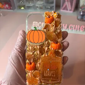 Cute kawaii cat decoden fall/ autumn protective phone case with beaded bow key chain