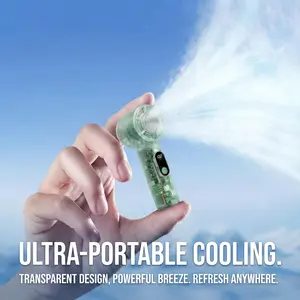 Compact Handheld Cooling Device Featuring an Ice Sheet – 5-Speed Turbo Airflow, Rechargeable 1800Mah Battery, Casing, LED Display, Ice Cooling Pad, Personal Fan Ideal for Travel, Outdoor Activities, And Camping – an Excellent Gift for Both Men And W