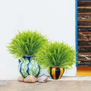 Serra Flora 22-Piece Artificial Outdoor Boston Fern Plant Set, Weather-Resistant Home & Balcony Decor, Home Supplies & Gardening Essentials, Father’s Day Gift Option