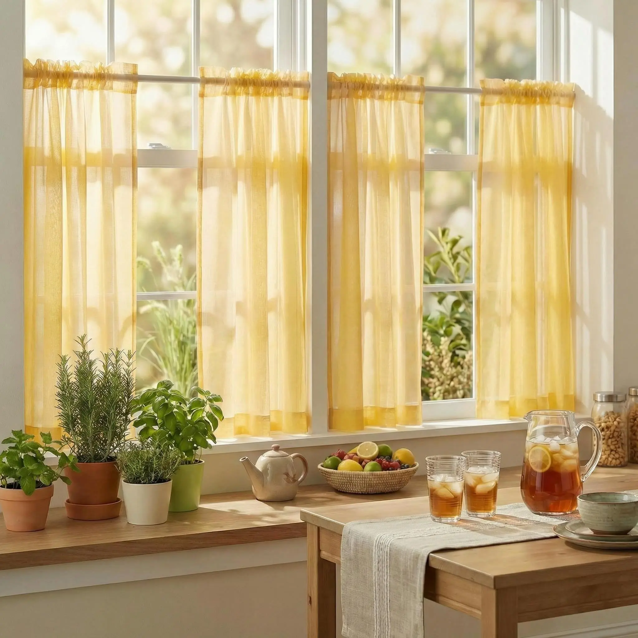 4 Pcs 26x36 inch Rod Pocket Home Decoration Window Curtains, Solid Color Full Dolly Fabric Cozy Soft Lightweight Drapes for Bedroom, Living Room, FT2630 Home Textile, Home Decoration ,transparent