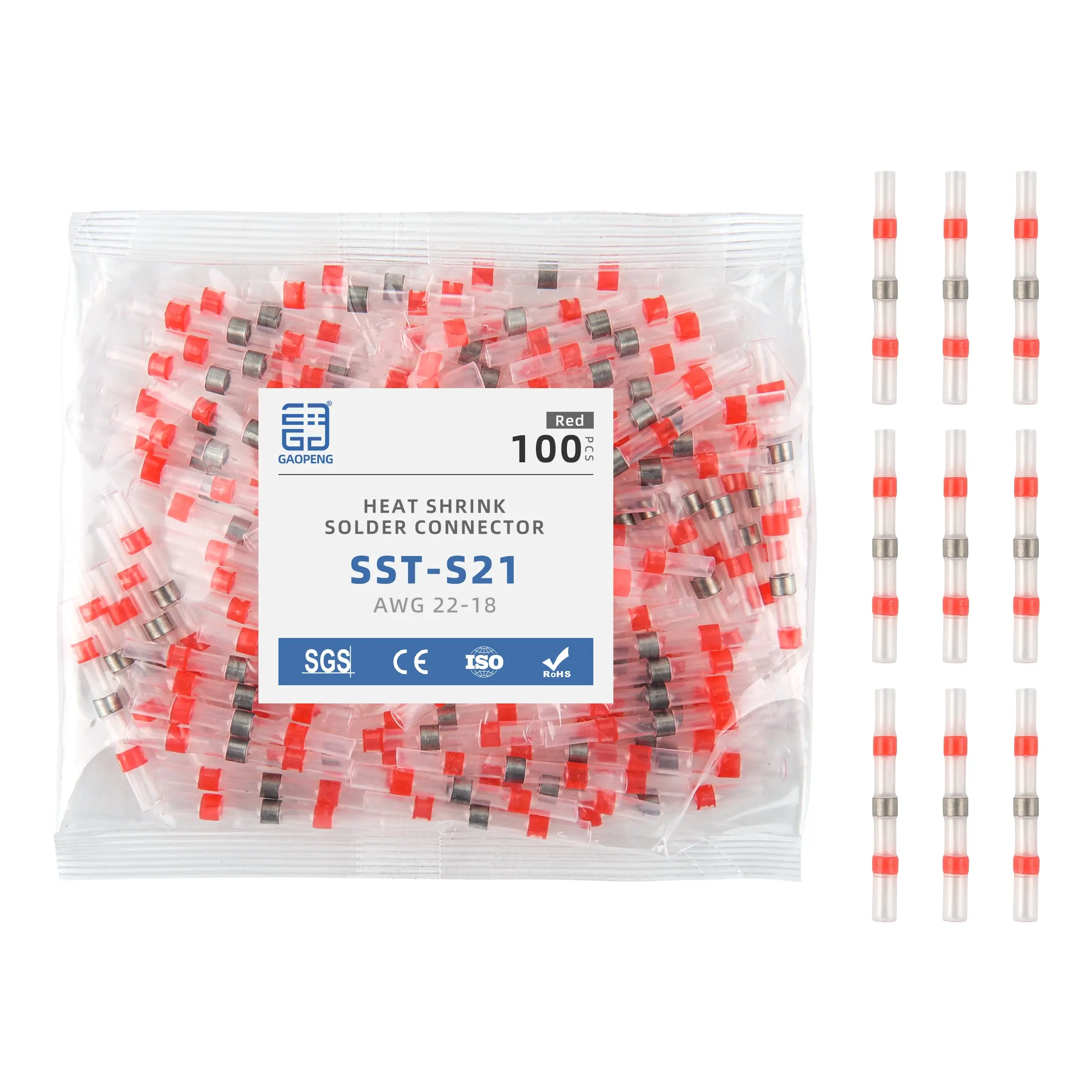 Heat Shrink Wire Connectors Kit,100 PCS Waterproof Insulated Terminals, Electrical Crimping Durable Reliable Connectors for Automotive Home DIY Cable Repair, Wire Connection Solutions & Installation Accessories, Waterproof Connector Set