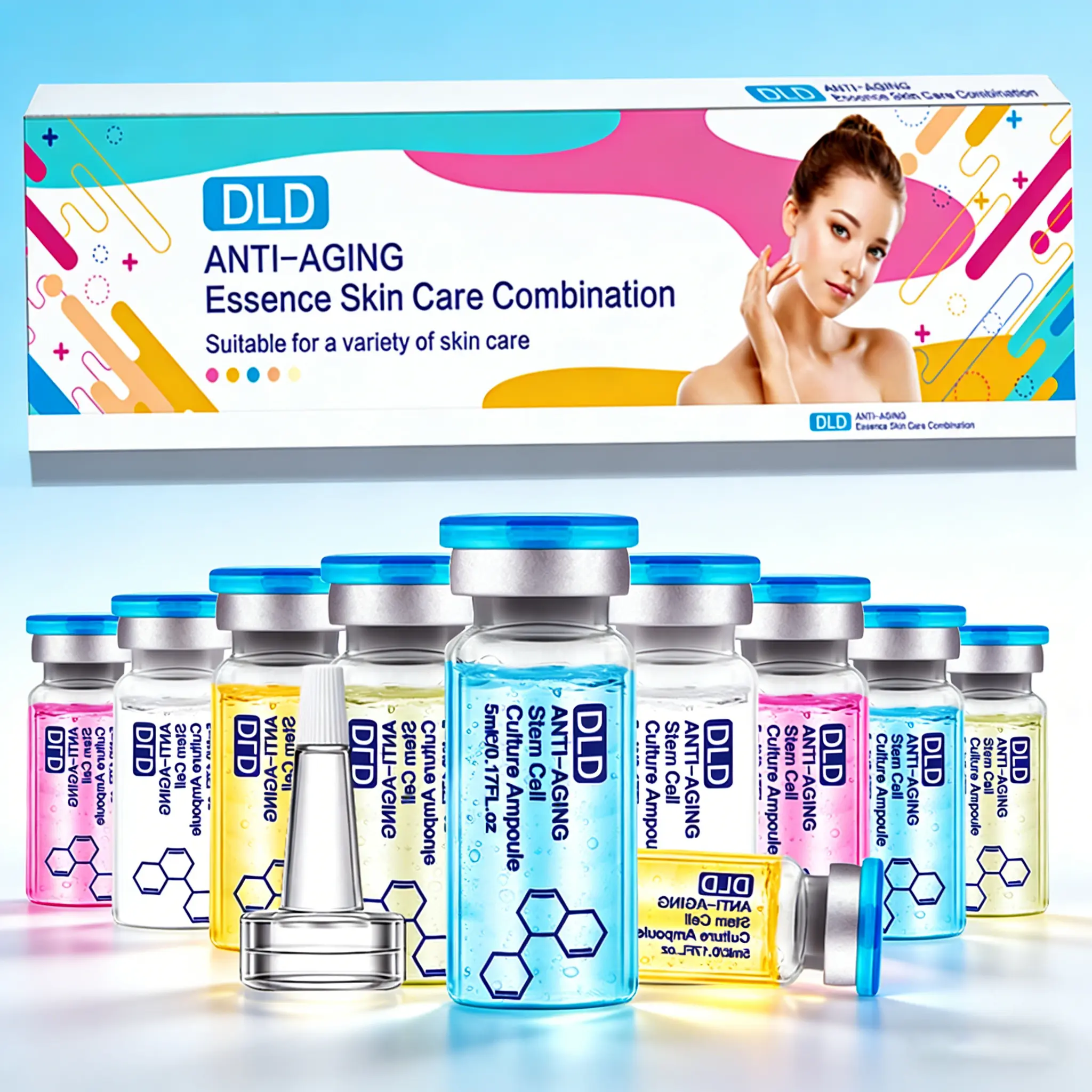 Mother's Day Gift | DLD MTS Micro-Needle Assisted Serum Kit - Brightening & Dark Spot Correcting 10 Vials 5ml Hyaluronic Acid Ampoule for Face Glow Anti-Aging Essence Skin Care Combination summerwins