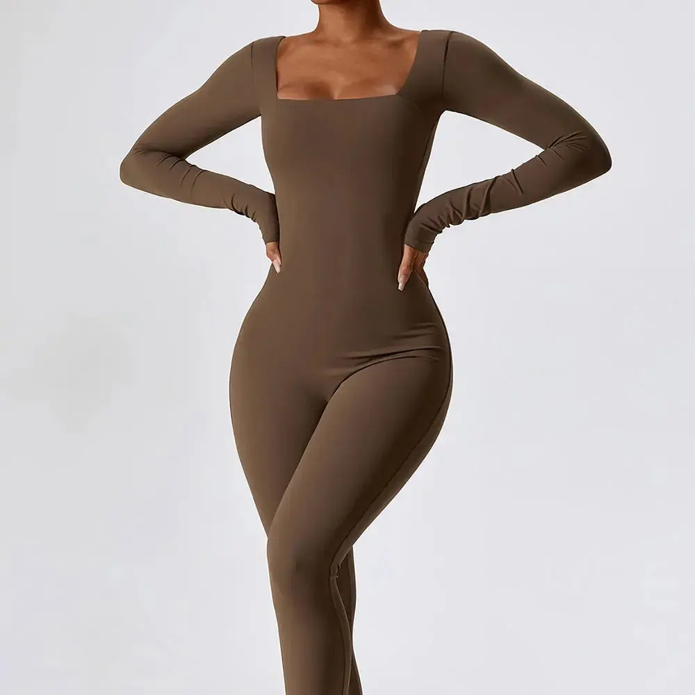 Camille Box Jumpsuit - Women's Mocha Casual Dress - Fabric
