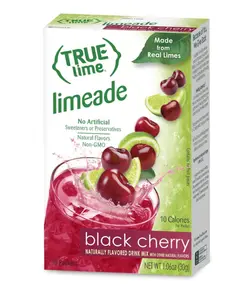 TRUE LIME Black Cherry Limeade Drink Mix (10 Packets) | Made from Real Limes | No Preservatives, No Artificial Sweeteners, Gluten Free | Water Flavor Packets & Water Enhancer with Stevia
