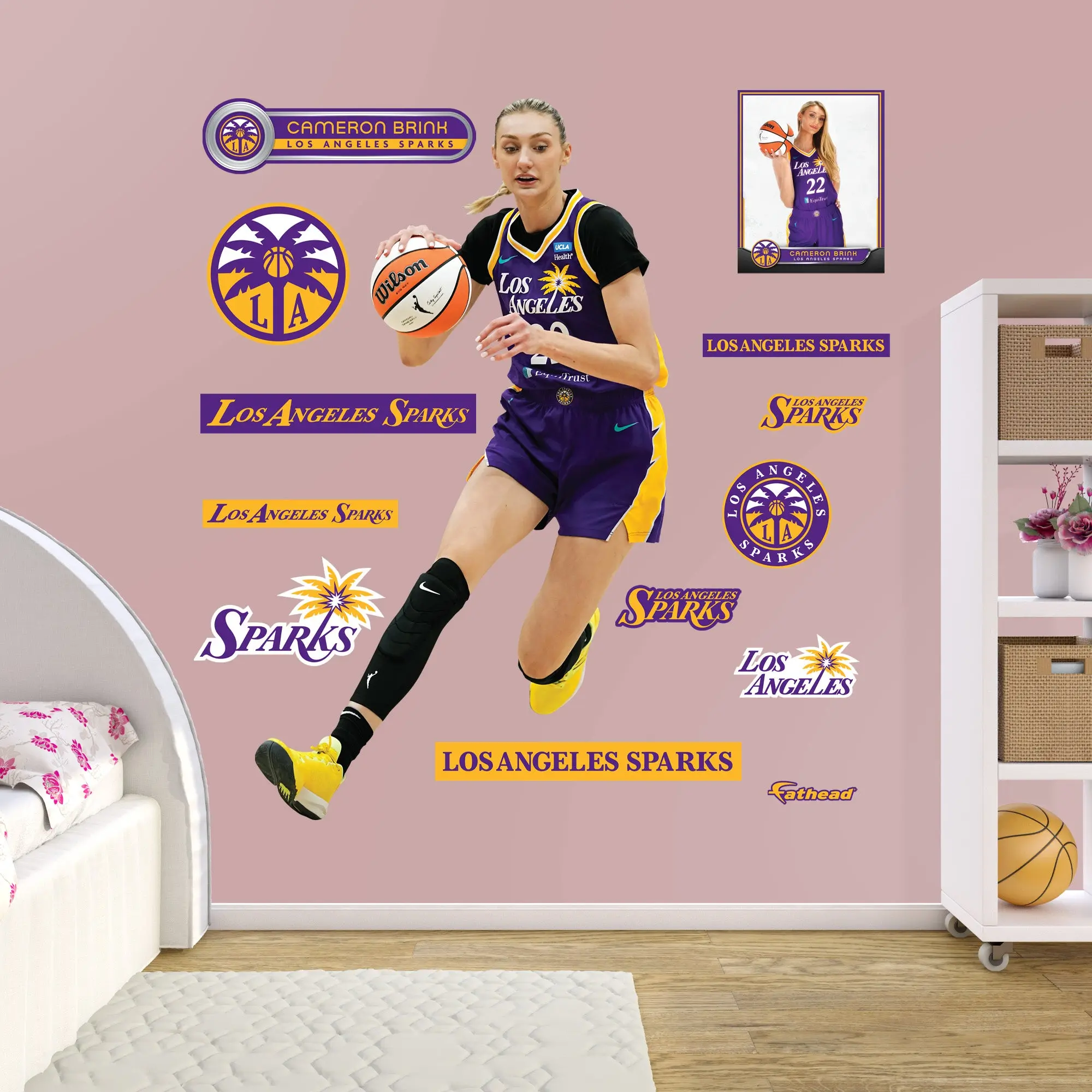 Dynamic Vivid Removable Reusable Vinyl Wall Decals - Cameron Brink RealBig Collection - Official WNBA Los Angeles Sparks Decor for Room, Home Decor Supplies, Stickers