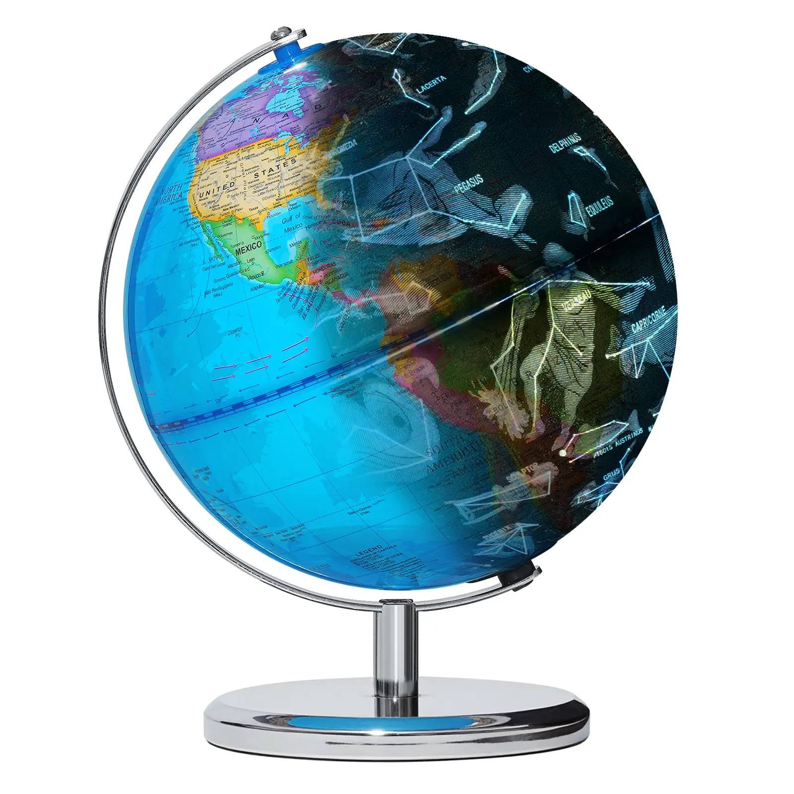 9-inch metal constellation globe, rotating globe for Classroom & Bedroom Decor 360° Spinning Geography Education for kids, no batteries required