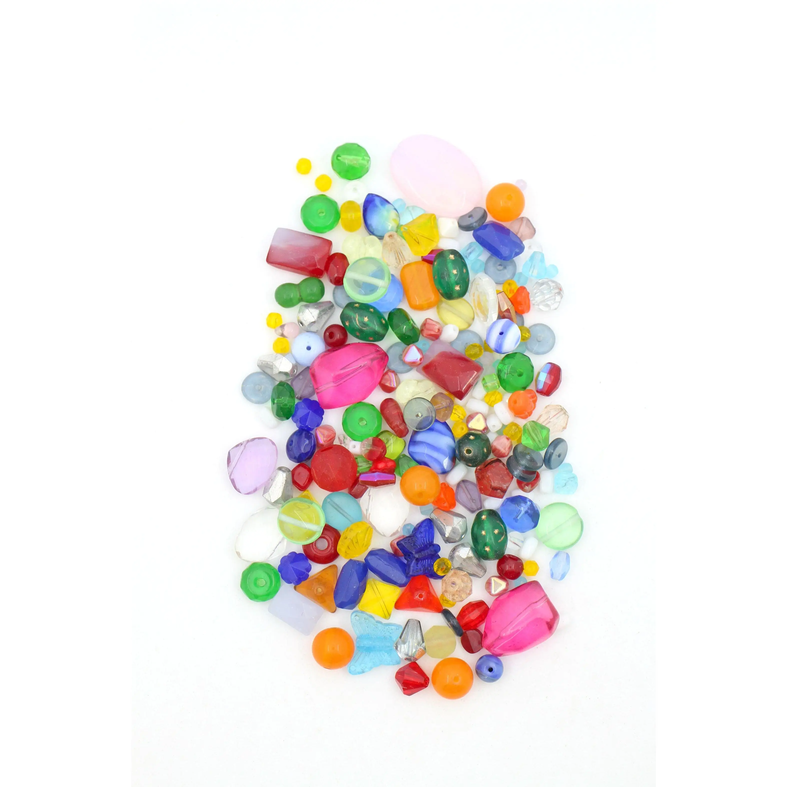 Curated Glass Bead Grab Bag, Firepolish, Faceted, Pressed Glass Beads, 125+ Beads