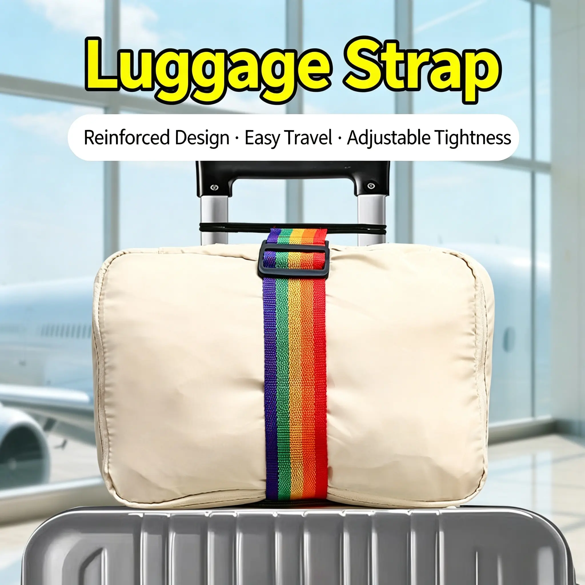 2 Pack Adjustable Luggage Bungee for Suitcase, Travel Bag Bungee Cord, Elastic Strap with Secure Buckle, Hands-Free Luggage Connector for Travel Accessories.