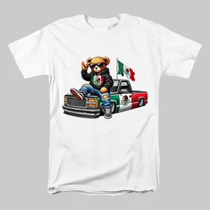 Hip Hop Mexican Bear Shirt, 3D Boy Teddy Bear T-Shirt, Mexican, Mexico Flag, Cool Pick Up Truck, Mexican Truck, Unisex Shirt, Full Sizes, Full Colors