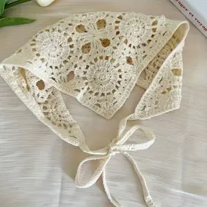 Spring/Summer Handmade Knitted Triangle Scarf Hair Accessory, Sweet And Cute, Hippie Boho Style Headband, Vintage Openwork Hairband, For Vacation, Beach, Party, Wedding, Halloween, Christmas Gift, Thanksgiving, New Year's Gift, Valentine's Day Gift