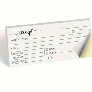 1pack Of Order Book, 2.75x6in, 2-Part Carbonless Copy Paper, Craft Business Invoice (50 Sets) White/Yellow