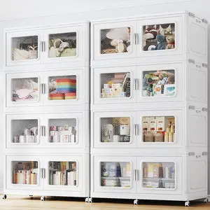 BROVIEW V80 330Gal/385gal/440gal/450Gal/525Gal/600Gal Extra Large Storage Bins with Lid, Plastic Stackable Storage Bins with Wheels, Collapsible Closet Organizer and Storage Drawers