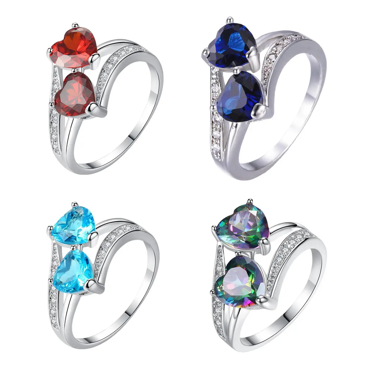 Dainty Double Heart Zircon Ring • Symbol of Love & Commitment for Engagement