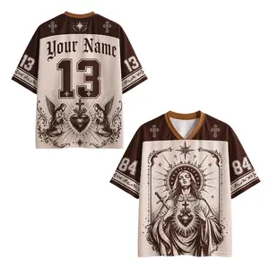 Personalized Name Number Sacred Heart Mesh Jersey, Christian Catholic Jersey, Personalized Name Number Shirt, Religious Football Jersey, Faith Gift