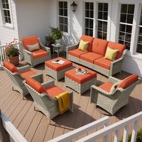 Orange ﻿Stripe 8 PCS Outdoor Patio Sofa Set