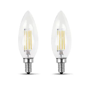 212 MAIN Dimmable Torpedo Clear 27K Indoor E12 Base Bulbs - Feit Electric BPCTC60927CAFIL-2-RP, Pack of 2