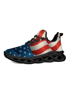 Exclusive Recommendation American Flag Sneakers, Patriotic Print, Breathable Mesh, Thick Sole, Casual Fashion for Men, Perfect for Parties