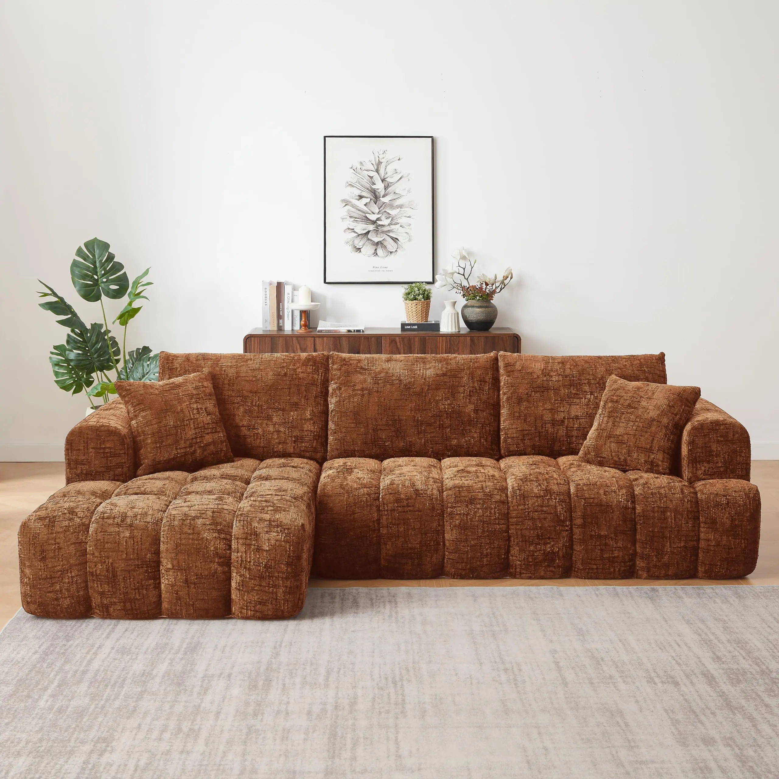 108" L-Shape Oversized Sectional Sofa, Premium Chenille Modular Couch for Stylish Apartments, Spacious Lounger for Daily Relaxation, Minimalist Aesthetic, No-Assembly Deep-Comfort Sleeper