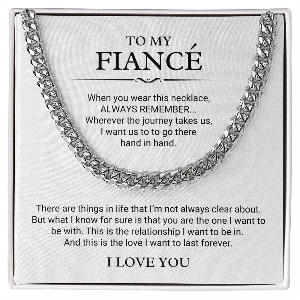 To My Fiancé Necklace, Pendant Gift for Him, Romantic Jewelry With Message Card and Gift Box for Engagement, Anniversary, or Valentine’s Day