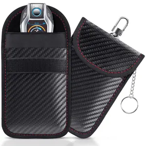 Car Key Faraday Bag Set, Rfid Signal Blocking Holder, Anti-Theft Keychain Protector, Car Key Signal Blocker, Car Key Accessory (2 Piece Set)