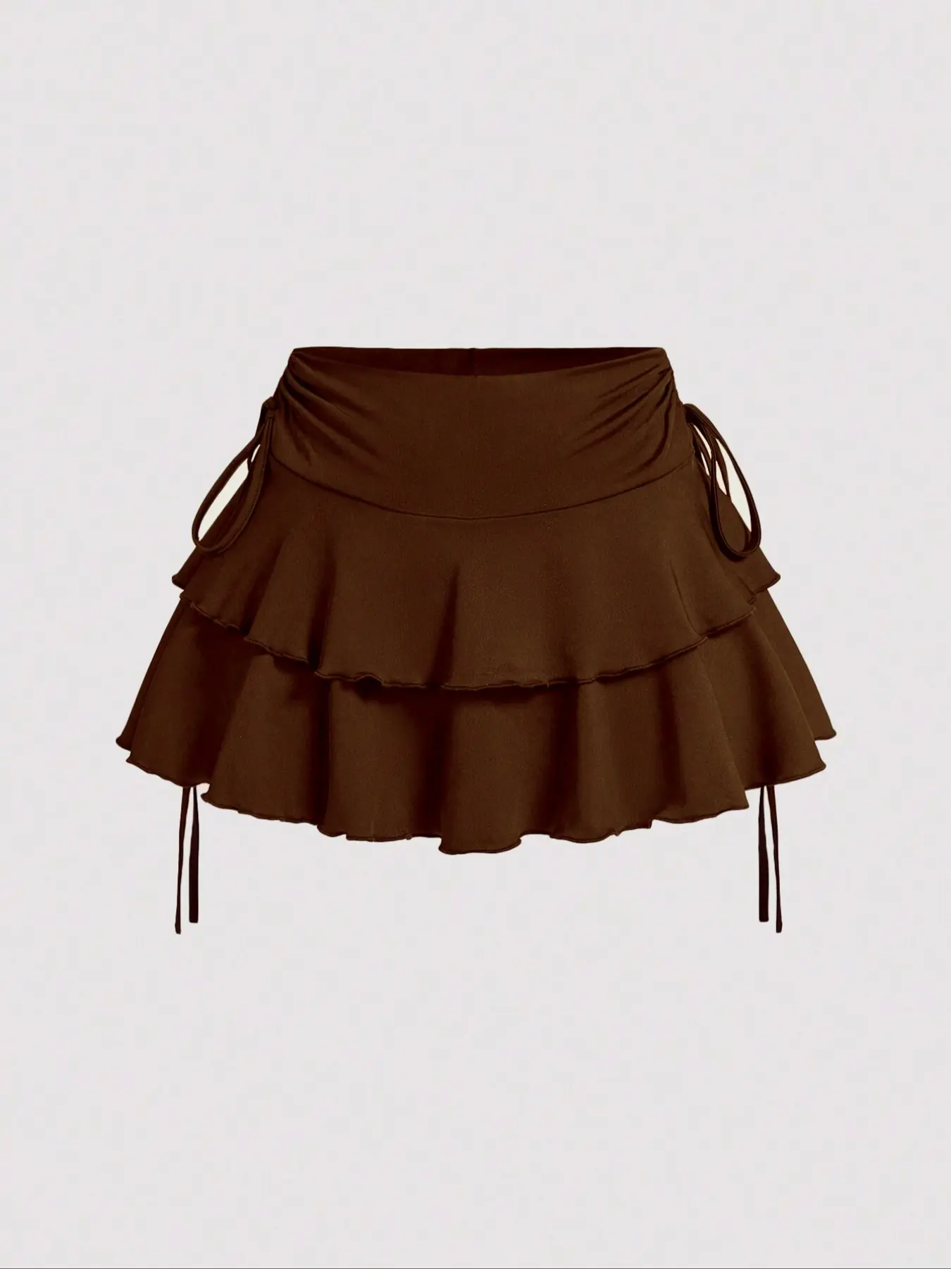 Wave Hem Cake Skirt, Fitted Cut Casual Half-Skirt, Plain Pattern, Solid, Short Skirt Length, Women's Fashion, Basic, Perfect for Daily Wear, Bottom, Womenswear