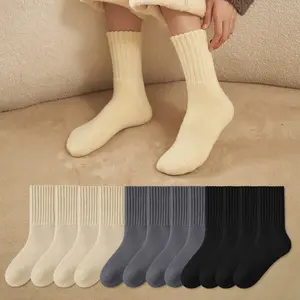6 Pairs of Women's Mid-Calf & Thigh-High Socks - Fleece-Lined, Thickened & Warm, Postpartum-Friendly, Maillard Style for Winter Sleep & Casual Wear